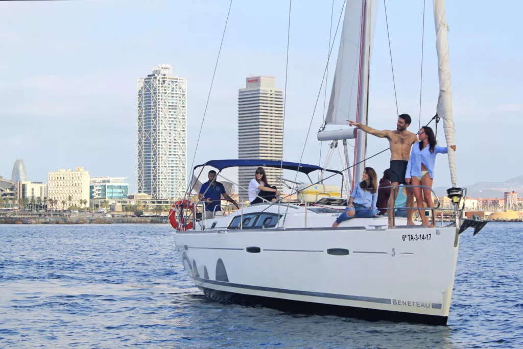 People relaxing on board a private yacht in Barcelona