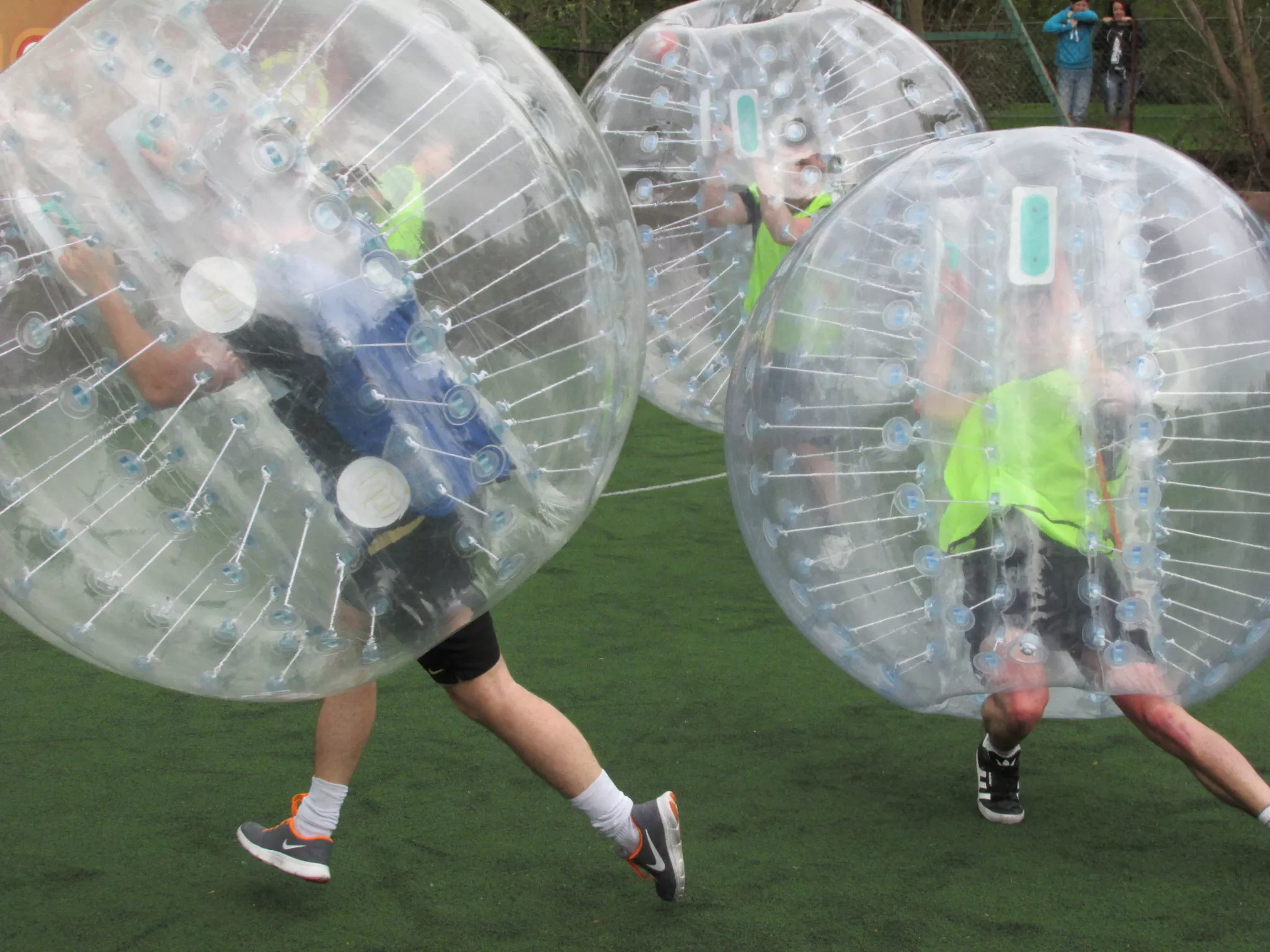 Teams playing Bubble football in Barcelona