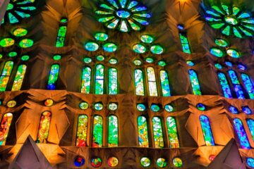 La Sagrada Familia; stained glass windows