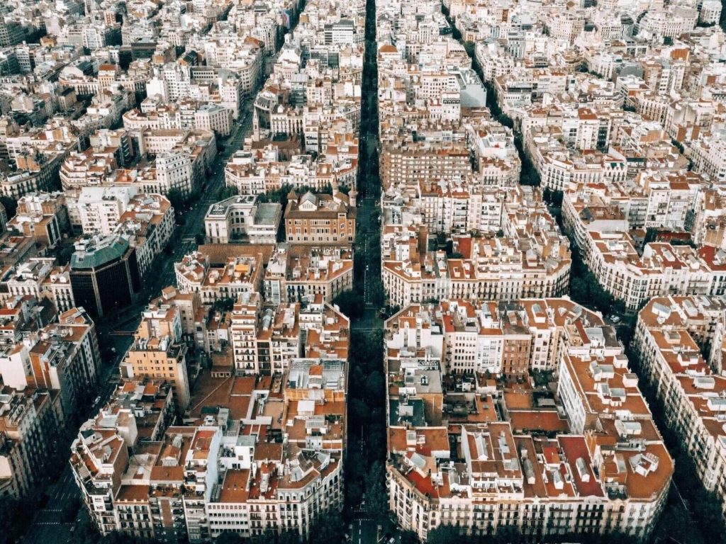Birds eye view of Barcelona City