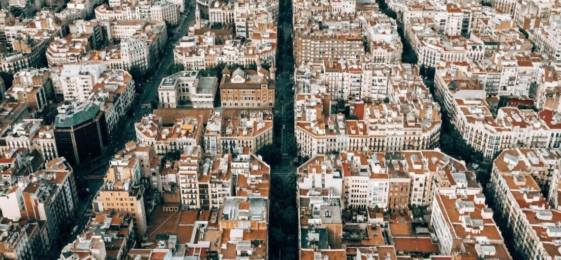 Birds eye view of Barcelona City