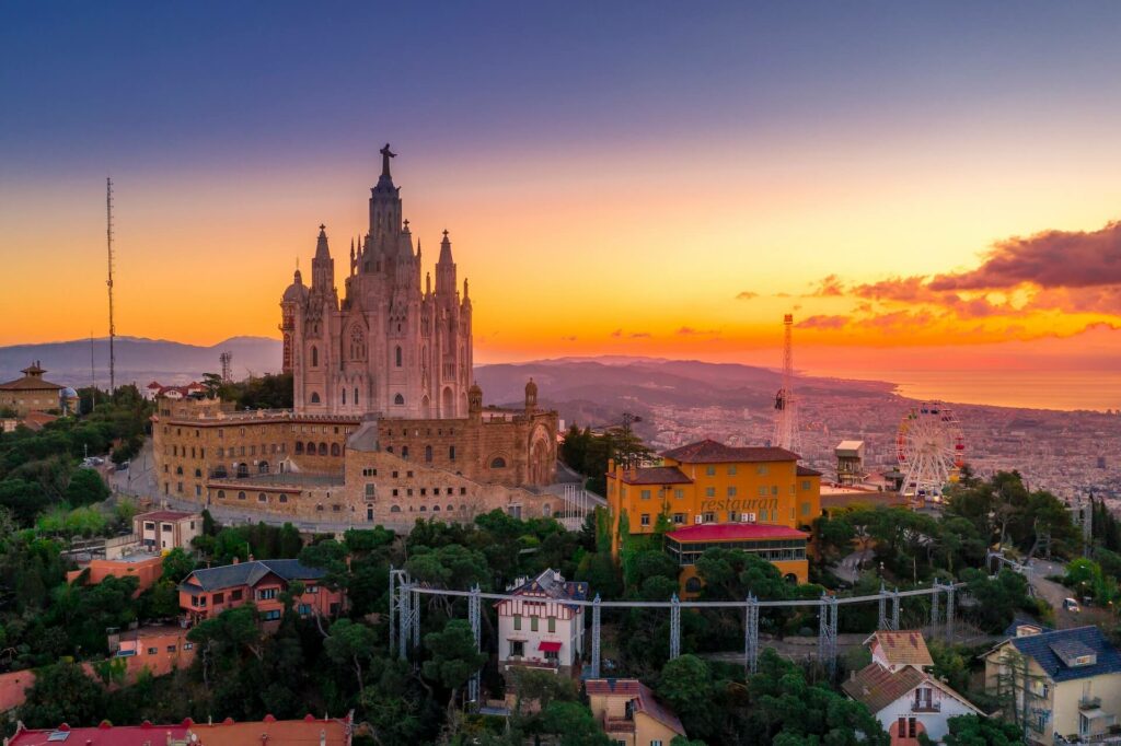 What to do in Barcelona in November sunset from Tibidabo