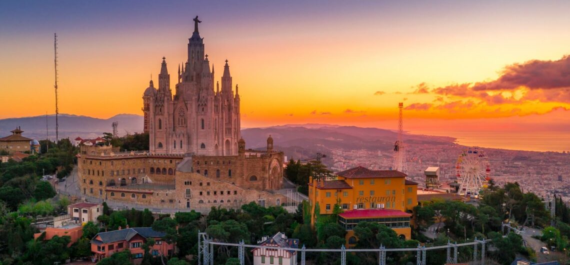 What to do in Barcelona in November sunset from Tibidabo